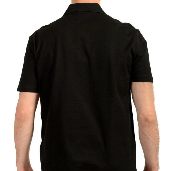 Versace Men's Black Gold Logo Embroidery Black Polo Shirt US XS IT 46 - Picture 3 of 5
